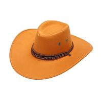 Sombrero de vaquero de ala ancha para adultos, estilo casual, de verano, para viajes, para hombre, talla 7 5/8, naranja, Talla única