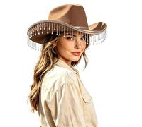 Sombrero de Vaquero de ala Ancha para Hombre y Mujer, Transpirable y Ligero para Actividades al Aire Libre, Estilo Clásico del Oeste, Ideal para Viajes y Uso Diario (Coffee, M)