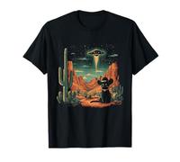 Sombrero de vaquero de gato negro Western OVNI Alien divertido Camiseta