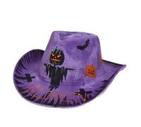 Sombrero de vaquero de graffiti de Halloween, esqueleto pintado a mano, tocado único para fiesta, para niñas y niños, sombrero de vaquero de Halloween
