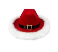 Sombrero de vaquero de Navidad para niños de ala ancha Sombreros de fieltro, sombrero de Navidad de vaquero rojo Santa Claus occidental para accesorios de disfraz de Halloween, accesorios, c