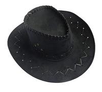 Sombrero de vaquero de verano para mujer y hombre, con ala ancha, sombrero de cuero para el sol, Negro, Talla única