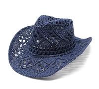 Sombrero de vaquero de verano para mujeres y hombres, sombrero moldeable, sombrero ahuecado, sombrero de sol Good Times Bad Friends, azul marino, Talla única