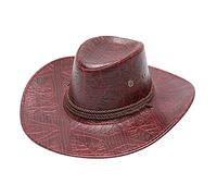 Sombrero de vaquero occidental con estampado de sol para adultos, de piel, resistente al viento, para hombre, rosso, Talla única