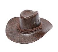 Sombrero de vaquero occidental con estampado de sol para adultos, de piel, resistente al viento, para hombre, marrón, Talla única