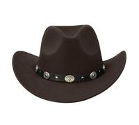Sombrero de vaquero occidental de fieltro para hombre y mujer, sombrero de jazz con borde ancho de lana mixta, gorra de estilo occidental, para disfraz de noche, concierto, accesorio retro y elegante