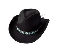 Sombrero de vaquero occidental para hombres y mujeres, sombrero de vaquero de ala ancha del Reino Unido, diseño elegante, cómodo sombrero de vaquera con hebilla de cinturón, disfraz de fiesta, color