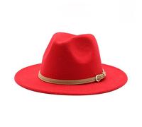 Sombrero de vaquero occidental para mujer, sombrero de Panamá clásico, sombreros de Fedora, cinturón de hebilla para mujer, sombrero de vaquero retro de ala ancha, conjunto de adolescente, #1_Rojo,
