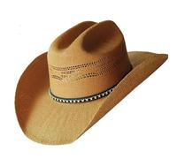 Sombrero de vaquero occidental vintage for hombre, hecho a mano, tejido paja, for playa, for caballero, estilo vaquera, jazz Para festivales(Brown)