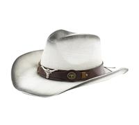 Sombrero de vaquero paja lacada verano protección solar ala ancha al aire libre, 07#_White, M