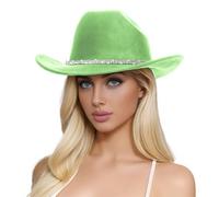 Sombrero de vaquero para mujer, protección solar, sombrero de sol con tres filas de diamantes de imitación, sombrero de mezcla de lana, tradicional, plegable, clásico, grande, cómodo, sombrero de