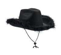 Sombrero de vaquero para mujer, sombrero de ala ancha con cuerda, para hombre, vaqueros, al aire libre, fiesta, playa, protección UV, unisex, para adultos, verano, casual, ropa de moda, Negro, Talla