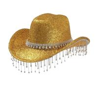 Sombrero de vaquero rosa con purpurina 3D con flecos, estilo Y2K, 03#_GD1, Talla única