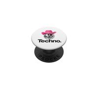 Sombrero de Vaquero Rosa, Traje para Festivales Rave, Camisa Techno, Rave EDM PopSockets PopGrip Adhesivo
