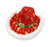 Sombrero De Vaquero Santa Claus - Disfraz De Navidad De Fieltro De 14,96 Pulgadas | Sombrero De Fiesta Festivo Blanco - Accesorio Llamativo Para La Nochevieja Nochevieja, Baile De Océano Trajes Y