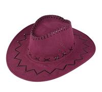 Sombrero de vaquero unisex occidental, de piel sintética, ajustable, con correa de barbilla, transpirable, para mujeres y hombres, Vino, Talla única