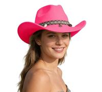 Sombrero de vaquero Western Style Rancher clásico de ala ancha para solar actividades al aire libre equitación y moda país, rosa fuerte, Talla única