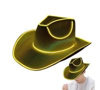 Sombrero De Vaqueros Con Luces LED, Sombrero De Vaqueros Iluminado Que Funcionan Con Pilas, Sombreros Iluminados Con Purpurina De Neón,Gorras De Va queros De Moda Para Fiestas De Halloween Y Discoteca