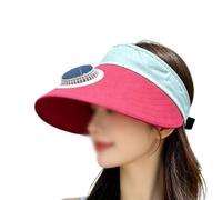 Sombrero de ventilador con energía solar para actividades al aire libre, gorra de protección solar ajustable con ventilador de refrigeración integrado, poliéster, 56-60 cm (rojo)