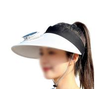 Sombrero de ventilador con energía solar para actividades al aire libre, gorra de protección solar ajustable con ventilador de refrigeración integrado, poliéster, 56-60 cm (blanco)