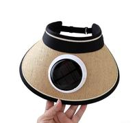 Sombrero de verano con ventilador desmontable, tapa de enfriamiento recargable solar y USB, protección UV de ala ancha para pesca, camping, senderismo, caqui (sombrero de paja caqui)