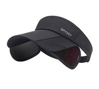 Sombrero de verano con visera de sol, gorra de golf ajustable para mujer con ala retráctil, protección UV para la playa/tenis - negro - Large