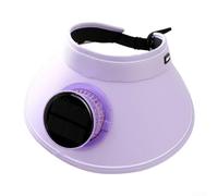 Sombrero de verano de ala ancha con ventiladores integrados para una protección UV eficaz durante actividades y aventuras al aire libre (sombrero de caramelo morado)