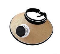 Sombrero de verano de ala ancha con ventiladores integrados para una protección UV eficaz durante actividades y aventuras al aire libre (sombrero de paja caqui)