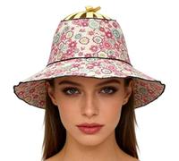 Sombrero de Verano, - Ergonomic Compact Sturdy Elegant Functional 2 en 1, Madera con Abanico Plegable, para Sol Mujeres y Niñas | Multipurpose Outdoor Indoor Utility Portable