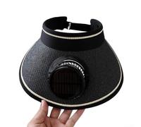 Sombrero de verano para exteriores con ventiladores y ala ancha para un máximo blindaje UV, ideal para senderismo y ciclismo (sombrero de paja negro)