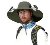 Sombrero de Verano para Hombre con Ventilador Solar Desmontable y Carga USB, de ala Ancha, Ideal para Escalada y Pesca (Dos Estilos) (Army Green, One Size)