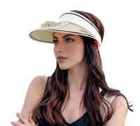 Sombrero de verano para mujer con ventilador, recargable, de ala ancha, para exteriores, con parte superior vacía, para jardinería, senderismo y uso diario, sombrero de periferia, beige, Talla única