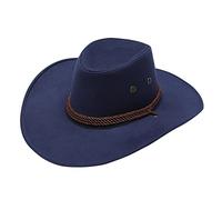 Sombrero de verano para mujer, ligero, plegable, con ala ancha, sombrero de vaquero para mujer, de piel marrón, sombrero de estilo occidental, vintage, con hebilla de metal y gorra de verano elástica,