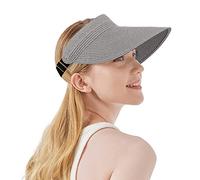 Sombrero de verano para mujer, sombrero de paja portátil con visera de playa, Gris 6, Talla única