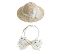 Sombrero de verano para perros, con collar de perlas y | Juego de sombrero de pescador ajustable para perros - Para perros de talla grande y media, accesorios para fotos, fiestas en la playa, al aire