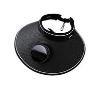 Sombrero de verano vacío con ventiladores integrados para protección UV y parasol, ideal para actividades al aire libre (sombrero de paja grande negro)