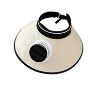 Sombrero de verano vacío con ventiladores integrados para protección UV y parasol, ideal para actividades al aire libre (sombrero de paja grande beige)