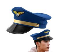 Sombrero del capitán piloto de aerolínea, Sombrero piloto marino,Gorra de fiesta - Sombrero piloto ajustable para aviones adultos Accesorios de disfraz de capitán para hombres Halloween cosplay fiesta