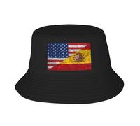 Sombrero del Cubo América Y España Bandera Triangular Española Sombrero De Pesca con Protección UV Verano Sombrero De Pesca, para Pescar, Ropa De Ocio, Viaje, 56-58cm