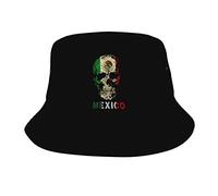 Sombrero del Pescador Bandera Retro Mexicana De México Cool Skull Black Gorro De Playa Reversible Bucket Gorro Redondo Bucket Hat para Excursionismo, Mujer, Hombre