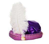 Sombrero del sultán Aladdin Adulto - Turbante dorado con plumas blancas y perla, gorra oriental con brillo para príncipe disfraz, accesorio festivo, carnaval, halloween, espectáculo y cosplay