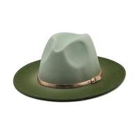 Sombrero Derby con cinturón dorado degradado de ala ancha for mujer, sombrero fieltro panamá, artificial for hombre, gorra Jazz estilo británico Para Viajar(Color-03)