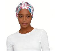 Sombrero elástico universal con estampado de hojas de flamenco, pájaro, verde, accesorio para el trabajo, compras, correr, viajes, vacaciones