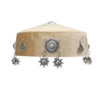 Sombrero estilo étnico kazajo hecho a mano, diseño vintage, poliéster, varios colores y tamaños para mujer, sombrero popular hecho a mano de Xinjiang, caqui, 54