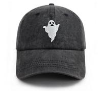 Sombrero fantasma de Halloween, gorra de béisbol bordada, sombrero espeluznante, sombreros ajustables para hombres y mujeres, estilo unisex, Negro-fantasma-1, Talla única