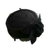 Sombrero fascinador de lana, sombrero pastillero fieltro invierno for mujer, iglesia for boda, velo con lazo, fedoras Para Bodas, Fiestas de Té(Color-04)