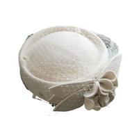 Sombrero fascinador de lana, sombrero pastillero fieltro invierno for mujer, iglesia for boda, velo con lazo, fedoras Para Bodas, Fiestas de Té(Color-02)