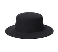 Sombrero Fedora clásico de lana negra para mujeres y hombres, sombrero de ala ancha vintage para conciertos, bodas, Negro -, Talla única