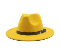 Sombrero Fedora clásico de lana occidental, negro con banda tachonada, Amarillo, talla única