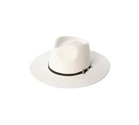 Sombrero Fedora Hombre Sombrero Fedora de Lana Unisex otoño Invierno con Corona Banda Cuero Negro Sombrero Jazz Vintage Elegante Fieltro ala Ancha para Viajar(White,L 59cm)